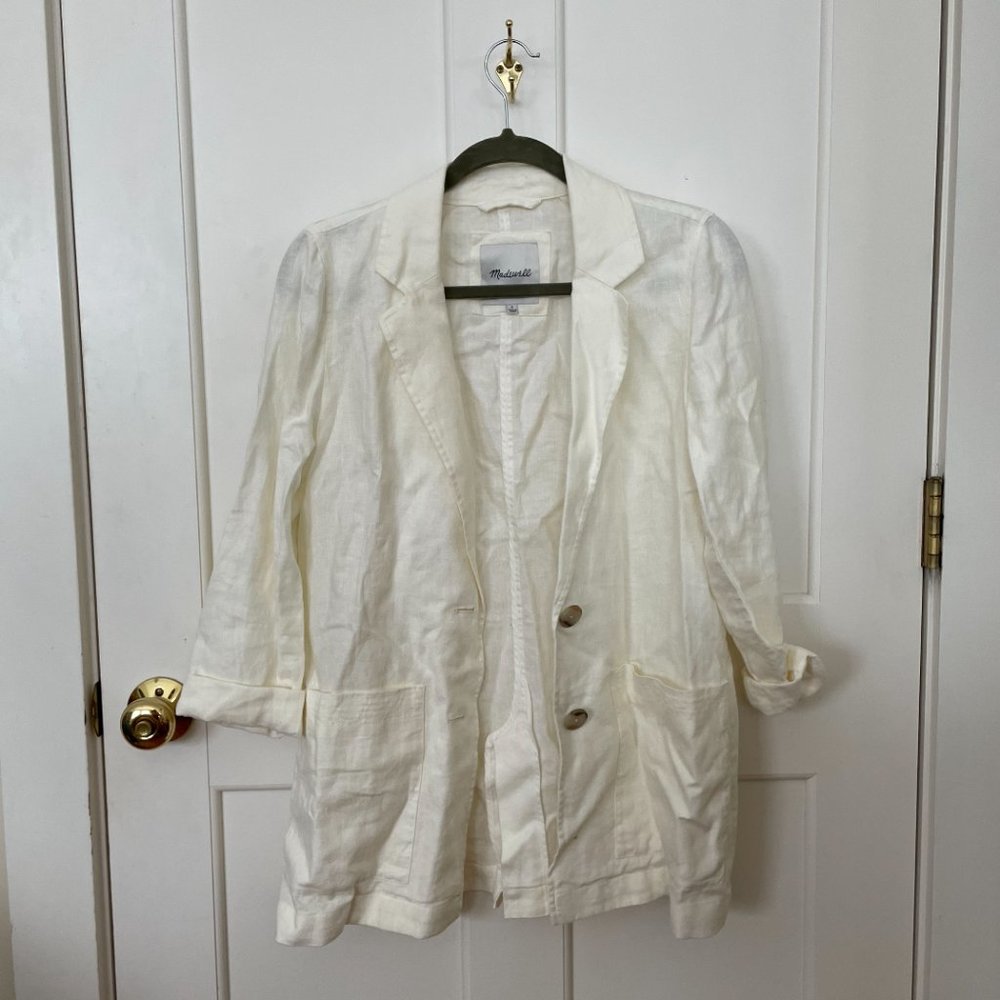 White Madewell Linen Button Up Shirt Small
